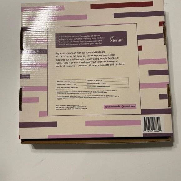 XO Sienna‎ Felt Message Board With Letters  10x10"  Black & Natural - Picture 2 of 6